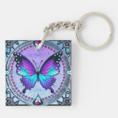 Sublimatie Vlinder met Achtergrond Sleutelhanger (Achterkant)