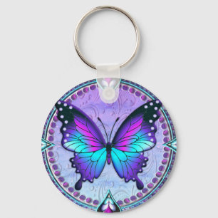 Sublimatie Vlinder met Achtergrond Sleutelhanger