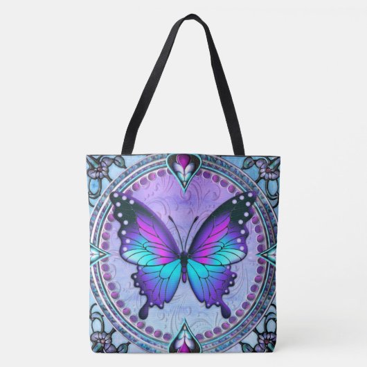 Sublimatie Vlinder met Achtergrond Tote Bag (Voorkant)