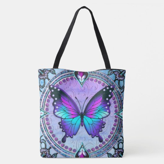 Sublimatie Vlinder met Achtergrond Tote Bag (Achterkant)