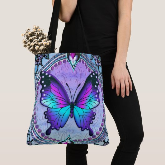 Sublimatie Vlinder met Achtergrond Tote Bag (Dichtbij)