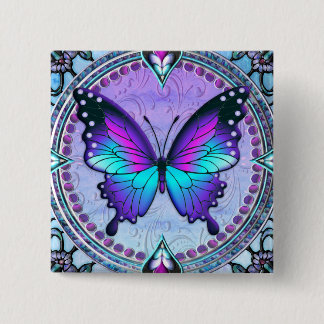 Sublimatie Vlinder met Achtergrond Vierkante Button 5,1 Cm