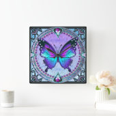 Sublimatie Vlinder met Achtergrond Vierkante Klok (Huis)