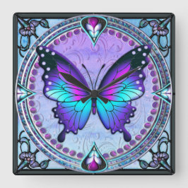 Sublimatie Vlinder met Achtergrond Vierkante Klok