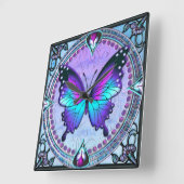 Sublimatie Vlinder met Achtergrond Vierkante Klok (Hoek)