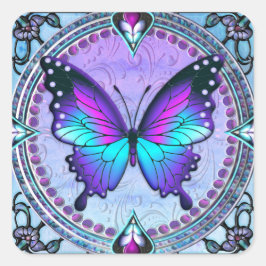 Sublimatie Vlinder met Achtergrond Vierkante Sticker