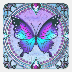 Sublimatie Vlinder met Achtergrond Vierkante Sticker