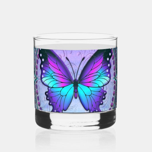 Sublimatie Vlinder met Achtergrond Whisky Glas (Achterkant)