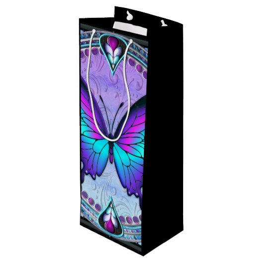 Sublimatie Vlinder met Achtergrond Wijn Cadeautas (Achterkant Gekanteld)