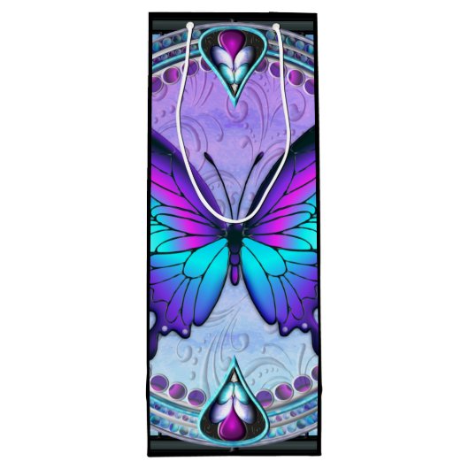 Sublimatie Vlinder met Achtergrond Wijn Cadeautas (Achterkant)