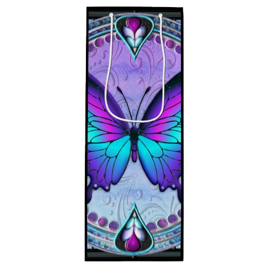 Sublimatie Vlinder met Achtergrond Wijn Cadeautas (Voorkant)