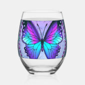 Sublimatie Vlinder met Achtergrond Wijnglas Zonder Voet (Voorkant)