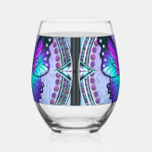 Sublimatie Vlinder met Achtergrond Wijnglas Zonder Voet (Rechts)