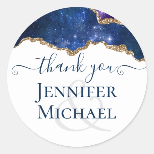 Sublime Agaat Blauw Goud TROUW COLLECTIE Ronde Sticker (Voorkant)