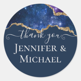 Sublime Agaat Blauw Goud TROUWSUITE Ronde Sticker