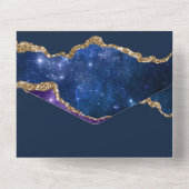 Sublime Agate Blauwe Gouden TROUW COLLECTIE All In One Uitnodiging (Achterkant)