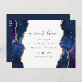 Sublime Agate Blue Gold WEDDING SUITE Briefkaart