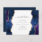 Sublime Agate Blue Gold WEDDING SUITE Briefkaart (Voorkant / Achterkant)