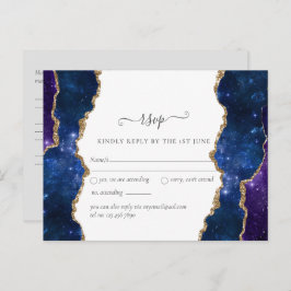 Sublime Agate Blue Gold WEDDING SUITE Briefkaart