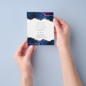 Sublime Agate Blue Gold WEDDING SUITE Flyer (Hand)