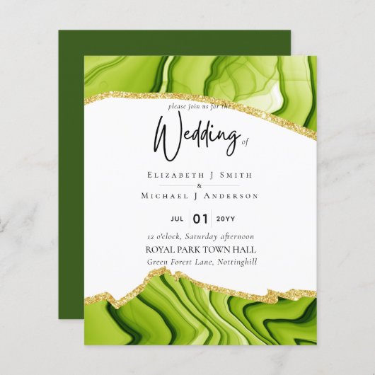 Sublime AGATE Glitter Wedding INVITES BUDGET (Voorkant / Achterkant)