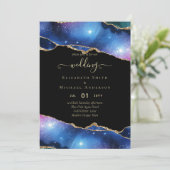 Sublime AGATE Paars Blue Glitter Wedding Kaart (Staand voorkant)