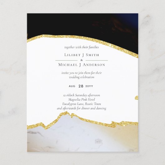 Sublime Black en Gold Modern Wedding Flyer (Voorkant)