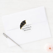 Sublime Black Gold Fleur De Lys Bruiloft Ronde Sticker (Envelop)