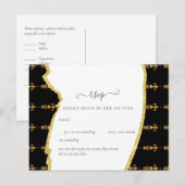 Sublime Black Gold Fleur De Lys Wedding Briefkaart (Voorkant / Achterkant)