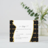 Sublime Black Gold Fleur De Lys Wedding Briefkaart (Staand voorkant)