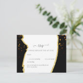 Sublime Black Gold Glitter Wedding Briefkaart (Staand voorkant)