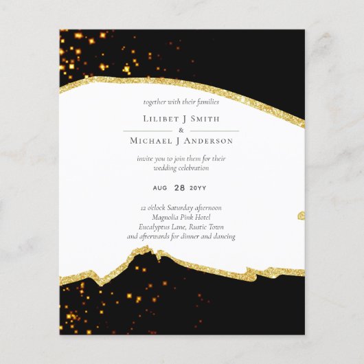 Sublime Black Gold Glitter Wedding Flyer (Voorkant)