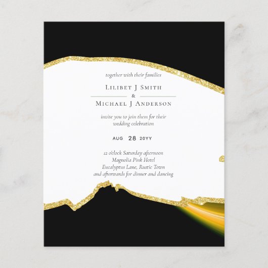 Sublime Black White Gold Wedding Flyer (Voorkant)