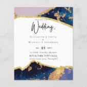 Sublime Blauw Goud Agaat Huwelijksuitnodigingen (Voorkant)