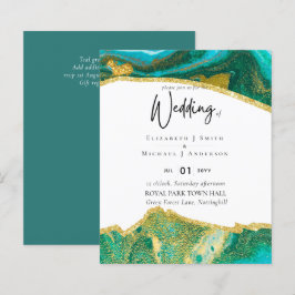 Sublime BLAUWGROEN GOLD Agate Style Wedding Invita