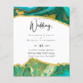 Sublime BLAUWGROEN GOLD Agate Style Wedding Invita (Voorkant)