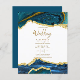 Sublime BLAUWGROEN GOLD Agate Style Wedding Invita