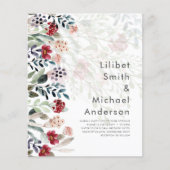 Sublime bordeauxblauwe wilde bloemen trouw elegant flyer (Voorkant)