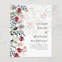 Sublime bordeauxblauwe wilde bloemen trouw elegant flyer