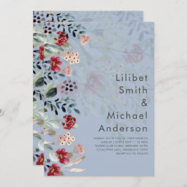 Sublime Bourgondië Blauwe Wilde Bloemen Trouw Eleg Kaart