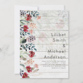 Sublime Bourgondië Blauwe Wilde Bloemen Trouw Eleg Kaart (Voorkant)