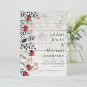 Sublime Bourgondië Blauwe Wilde Bloemen Trouw Eleg Kaart (Staand voorkant)