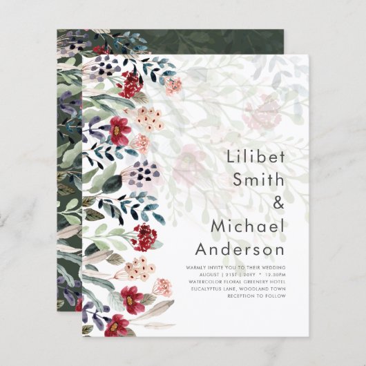 Sublime Bourgondisch Blauwe Wilde Bloemen Trouw El (Voorkant / Achterkant)