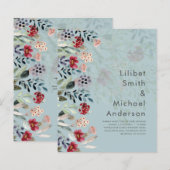 Sublime Burgundy Blue Wildflower Wedding Elegant (Voorkant / Achterkant)