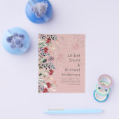 Sublime Burgundy Blue Wildflower Wedding Elegant Flyer (Enkel)