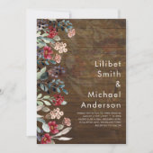 Sublime Burgundy Blue Wildflower Wedding Elegant Kaart (Voorkant)