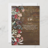 Sublime Burgundy Blue Wildflower Wedding Elegant Kaart (Achterkant)