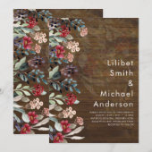 Sublime Burgundy Blue Wildflower Wedding Elegant Kaart (Voorkant / Achterkant)