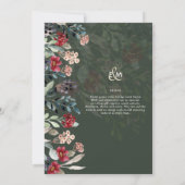 Sublime Burgundy Blue Wildflower Wedding Elegant Kaart (Achterkant)