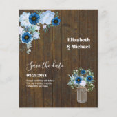 Sublime Dusty Blue Floral Mason Jar Wedding Flyer (Voorkant)